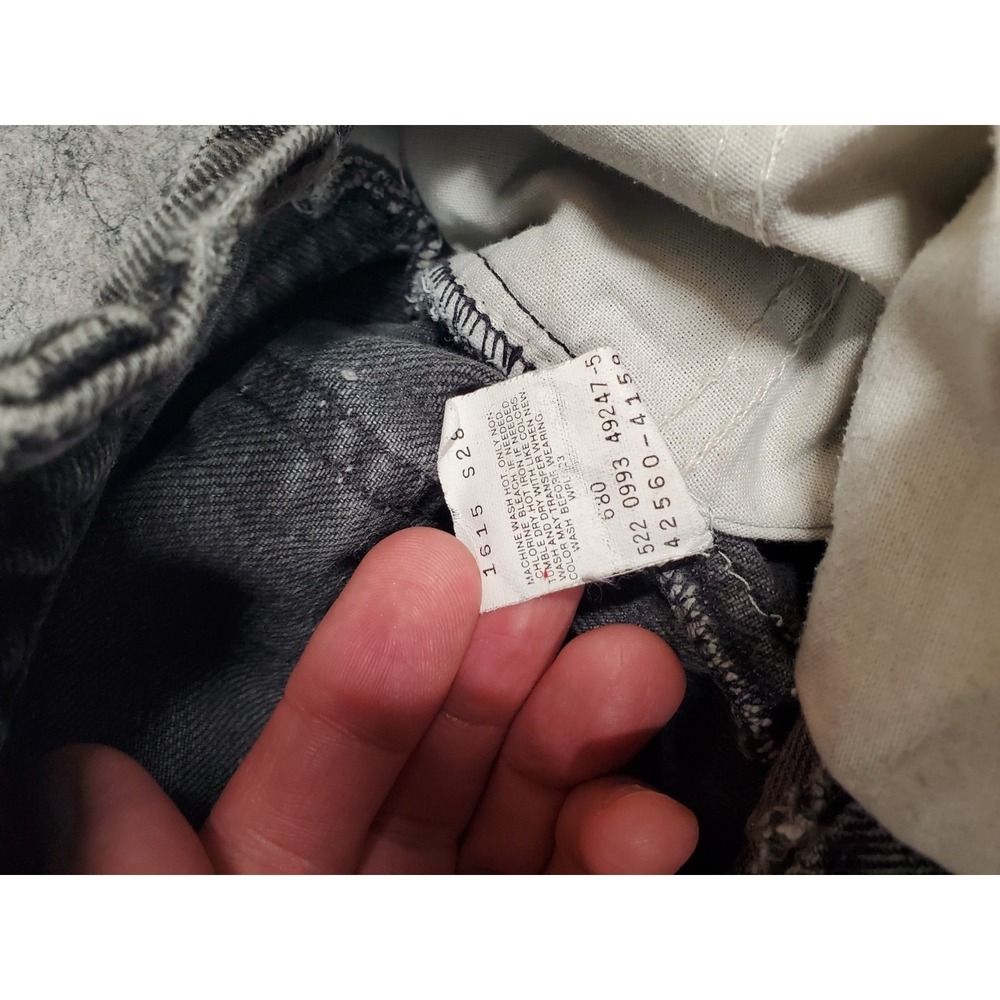 Vintsge Levi's 560 Orange Tab Jeans Mens 31x32 Black USA Loose Taper Distressed - Picture 11 of 16